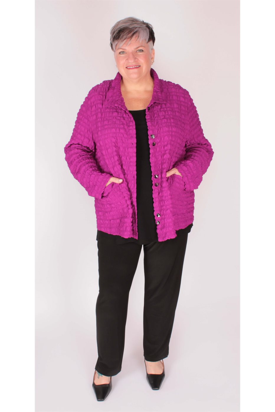 Quilted Jacket with High Neck Collar